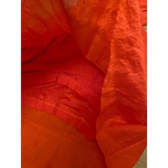 Calvin Klein Women's Red Ruffle Sleeve lined silk scoop neck tied waist Dress 2 - Picture 4 of 9